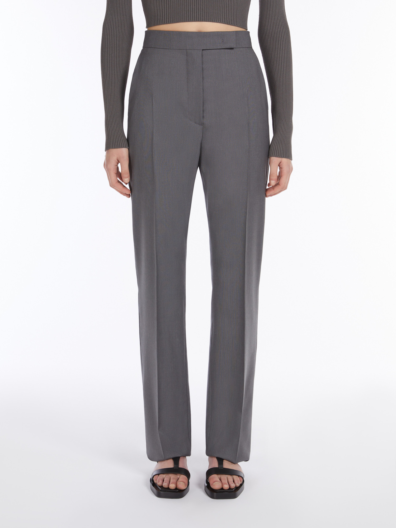 Max Mara Straight-cut Wool, Mohair And Silk Trousers In Black