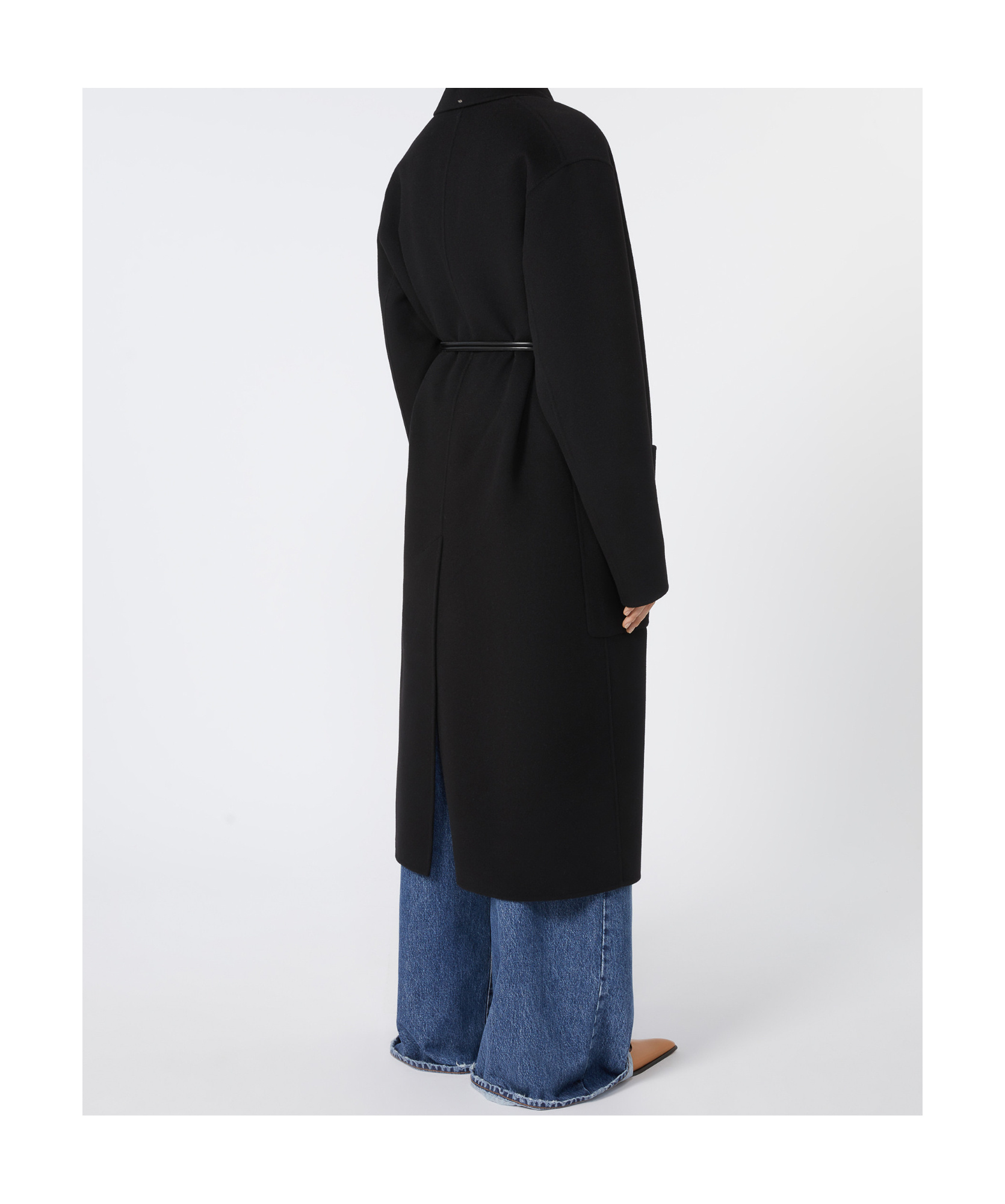 Sportmax Cappotto Zannata Oversize In Double Di Lana In Black