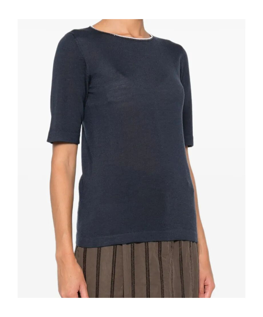 Brunello Cucinelli Monili-trim Cashmere Top In Black