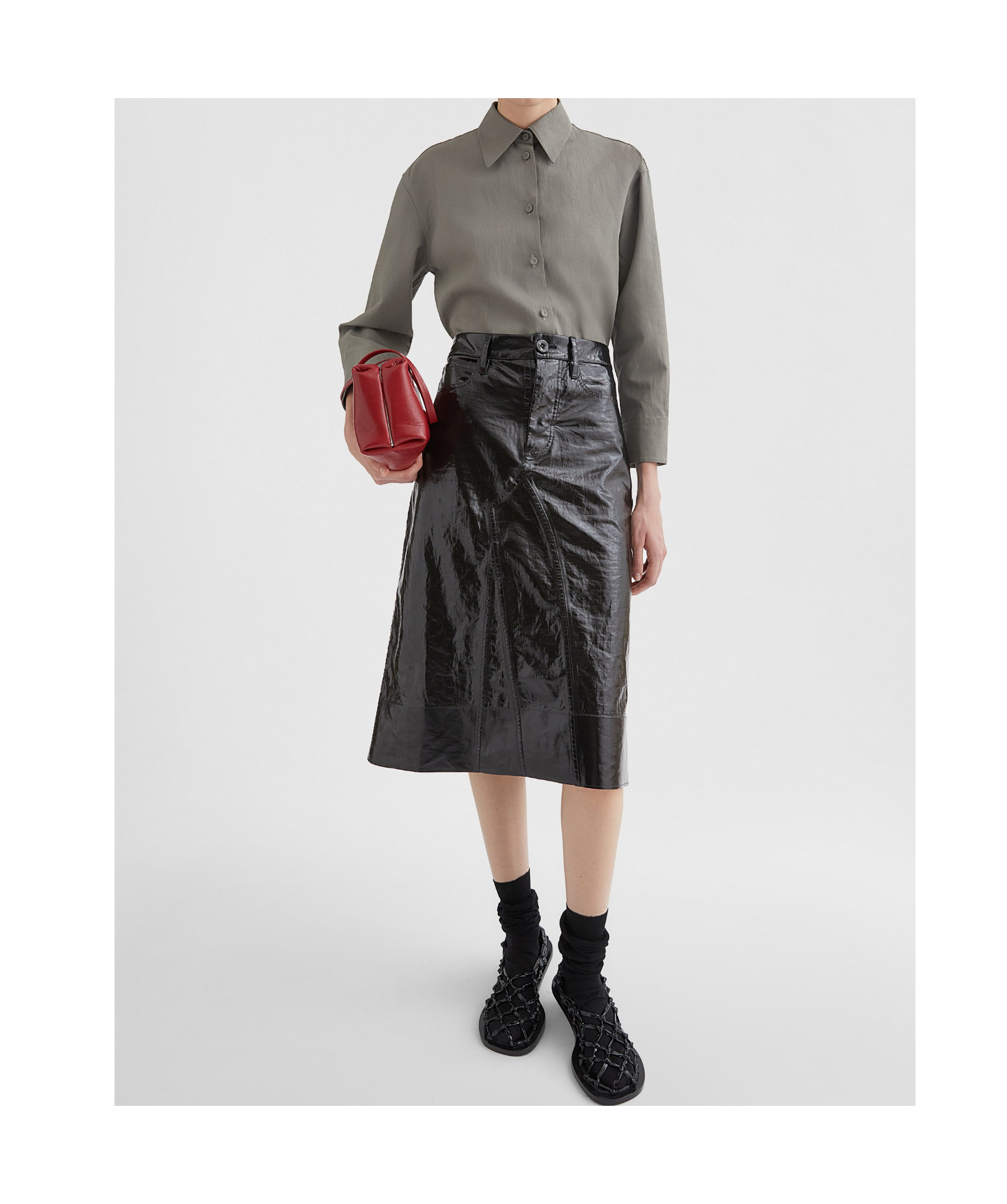 Jil Sander Curved Hem Shirt In Gray