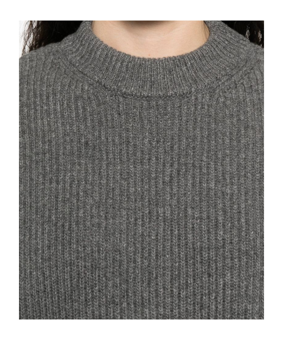 Jil Sander Wool Crewneck Jumper With Dropped Shoulders In Gray