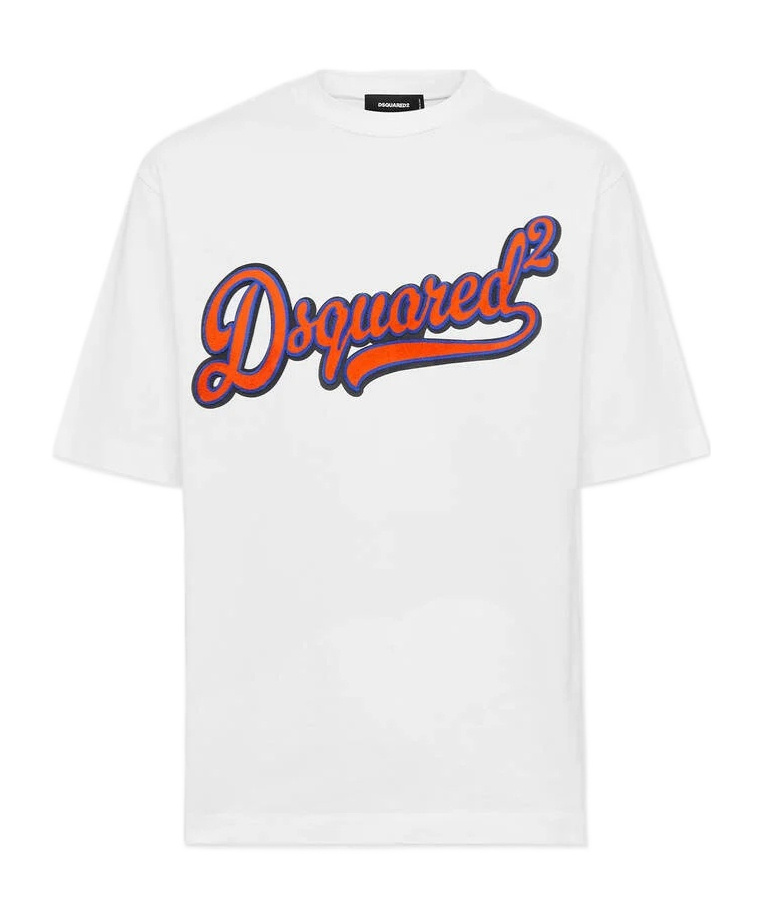 Dsquared2 Mens White Embossed Text-print Loose-fit Cotton T-shirt Xl In White