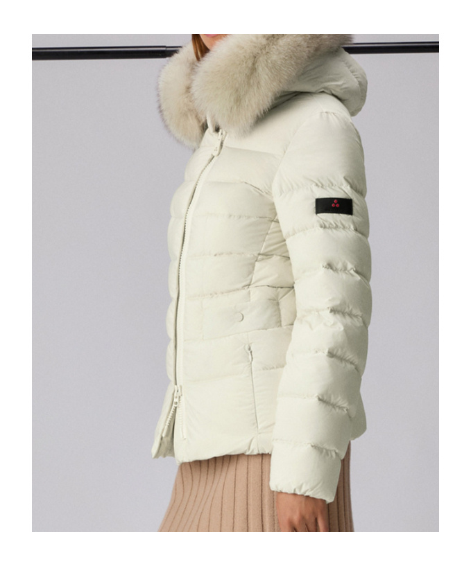Peuterey Short Hooded Down Jacket With Fur In Multi