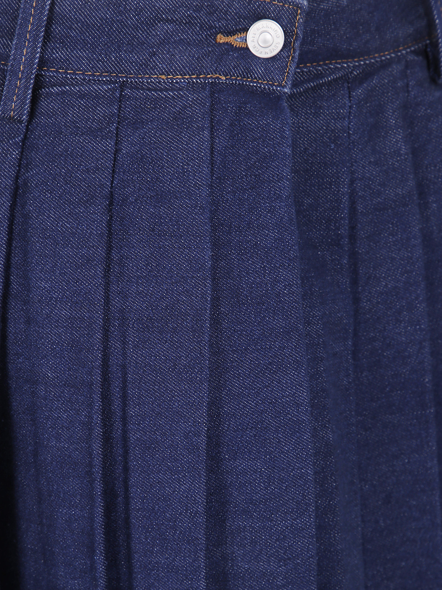 7 For All Mankind Midi Skirt With Pleats And Buttons In Blue
