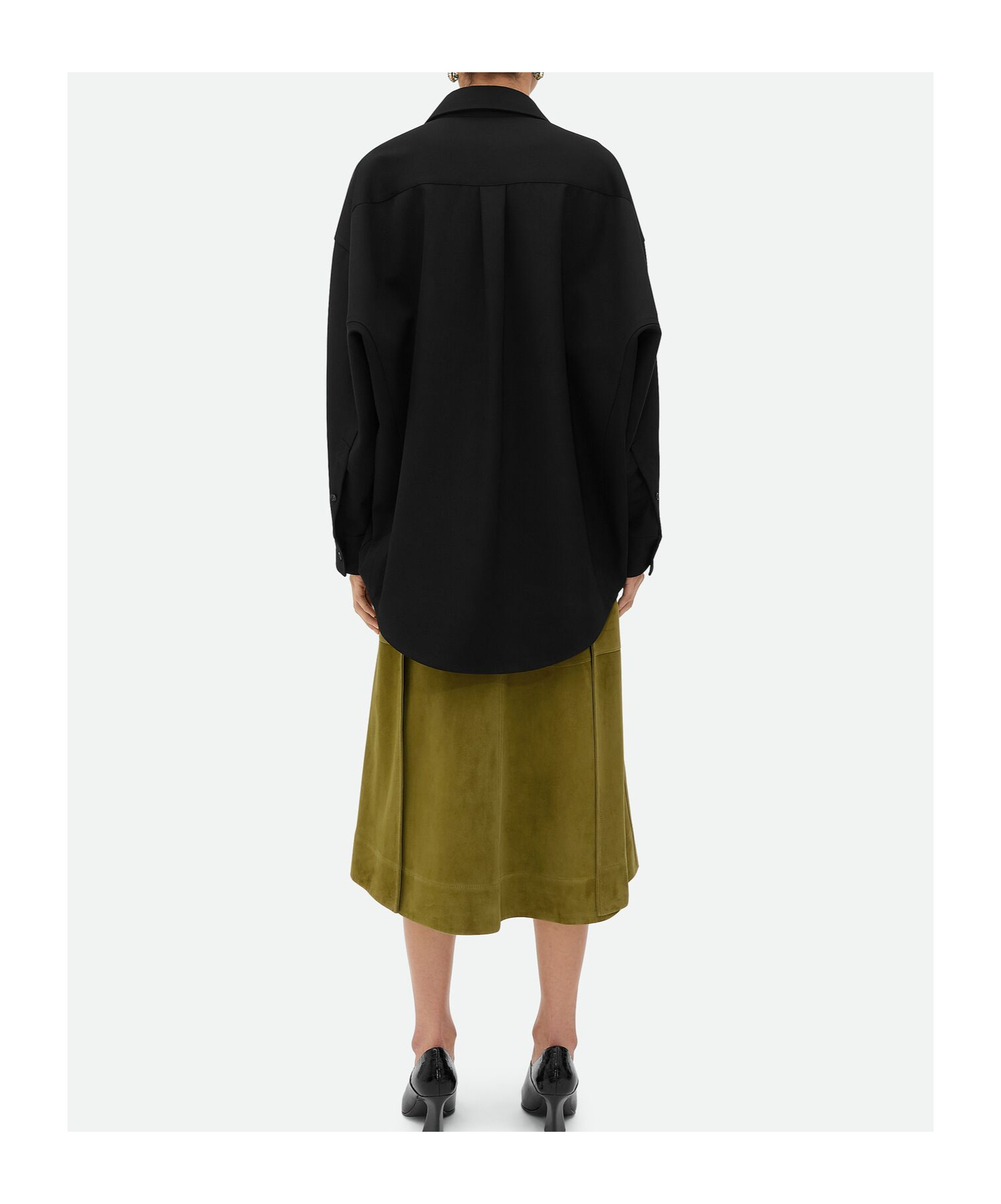 Bottega Veneta Button Down Sartorial Wool Twill Shirt In Black