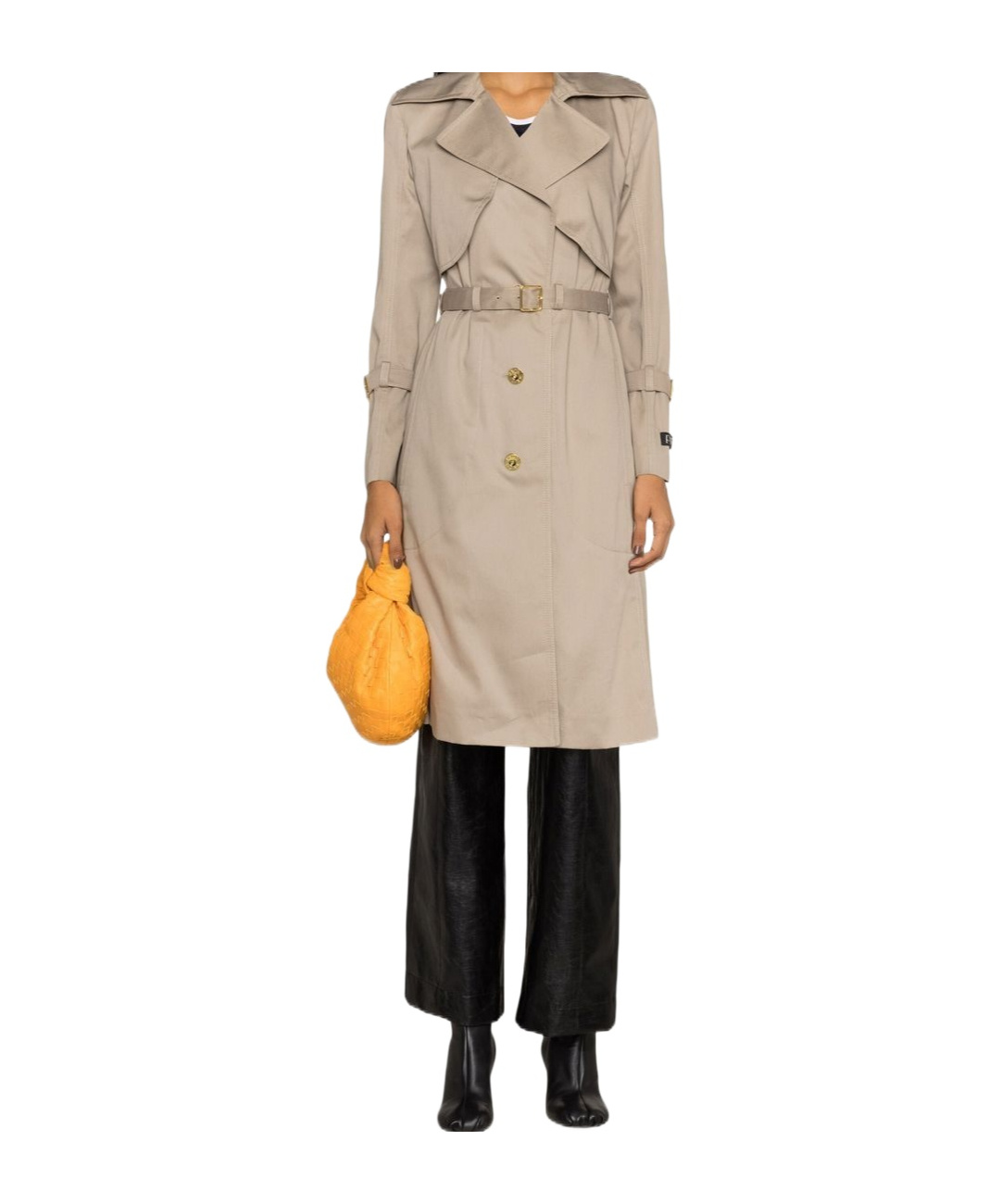 Patou Trench Coat Featuring Notched Lapels In Brown