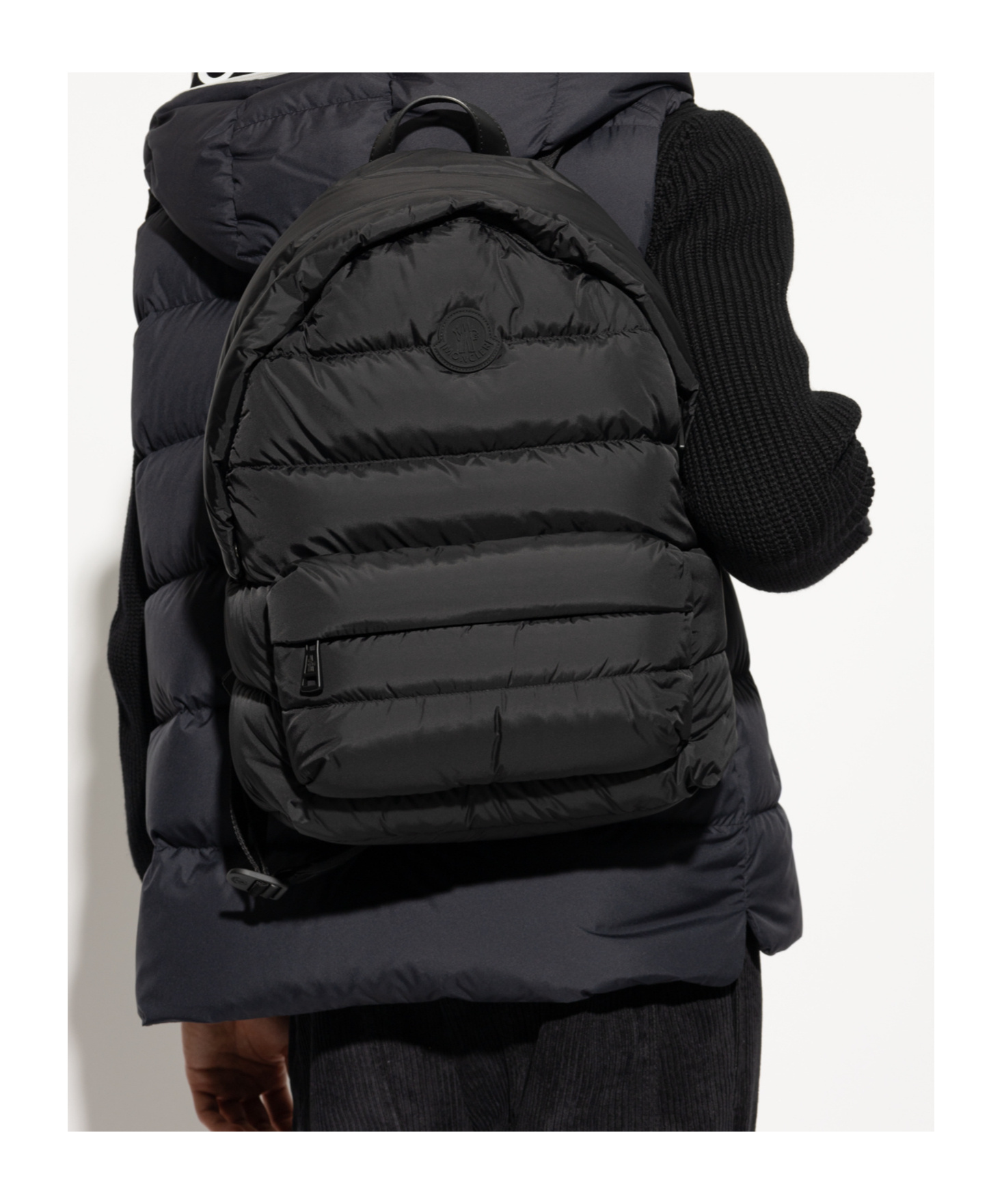 Moncler Pierrick Logo Patch Padded Backpack In Black