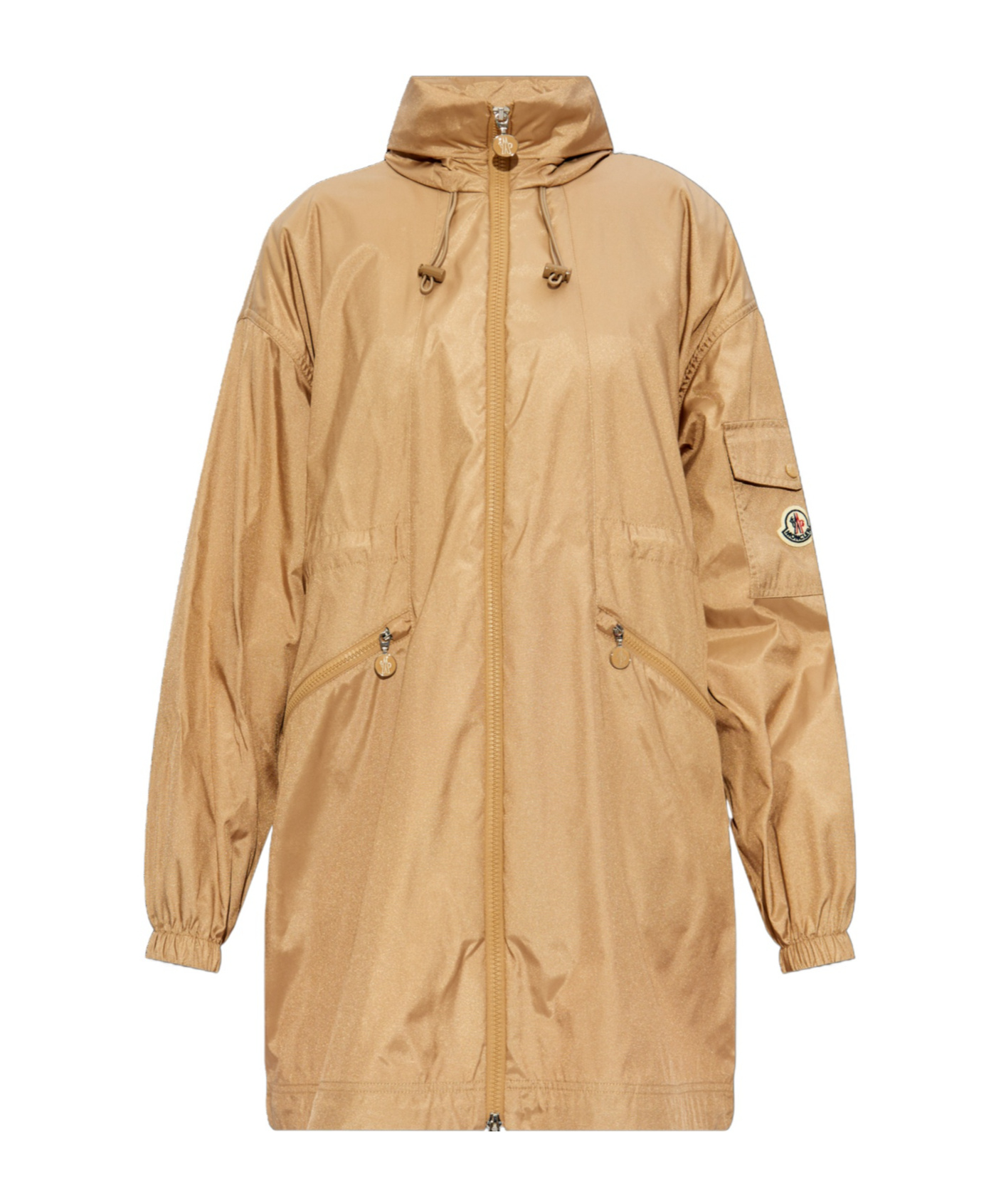 Shop Moncler Lightweight Drawstring Parka In Nude