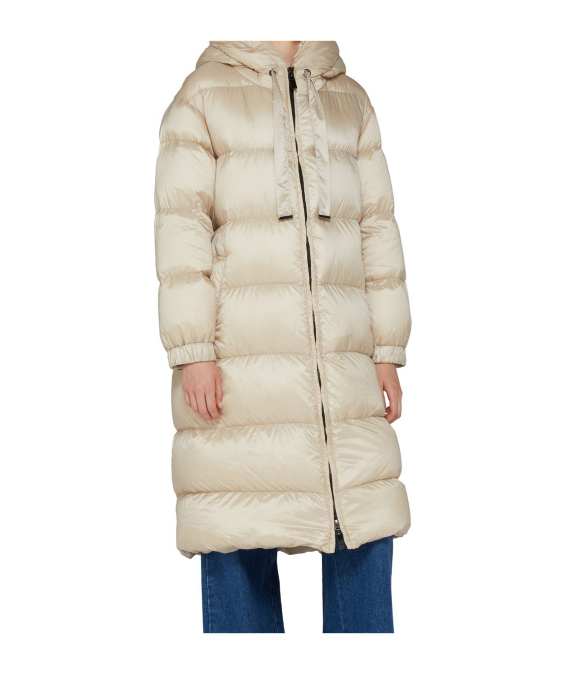Max Mara Long-sleeved Down Jacket In Nude