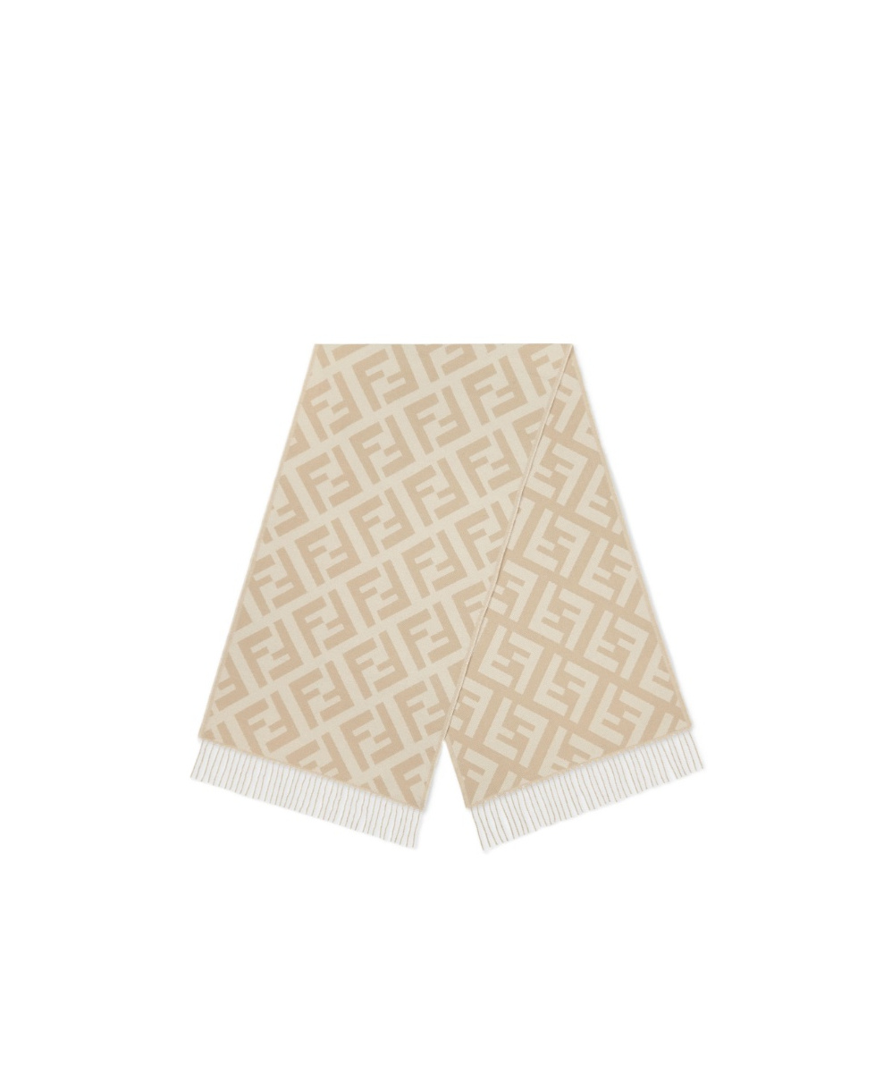 Fendi Ff-logo Pattern Scarf In Nude