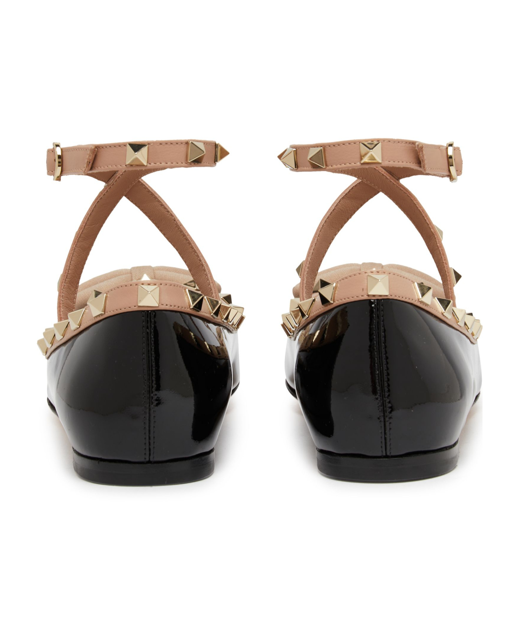 Shop Valentino Rockstud Flat Ballet Shoes In Black