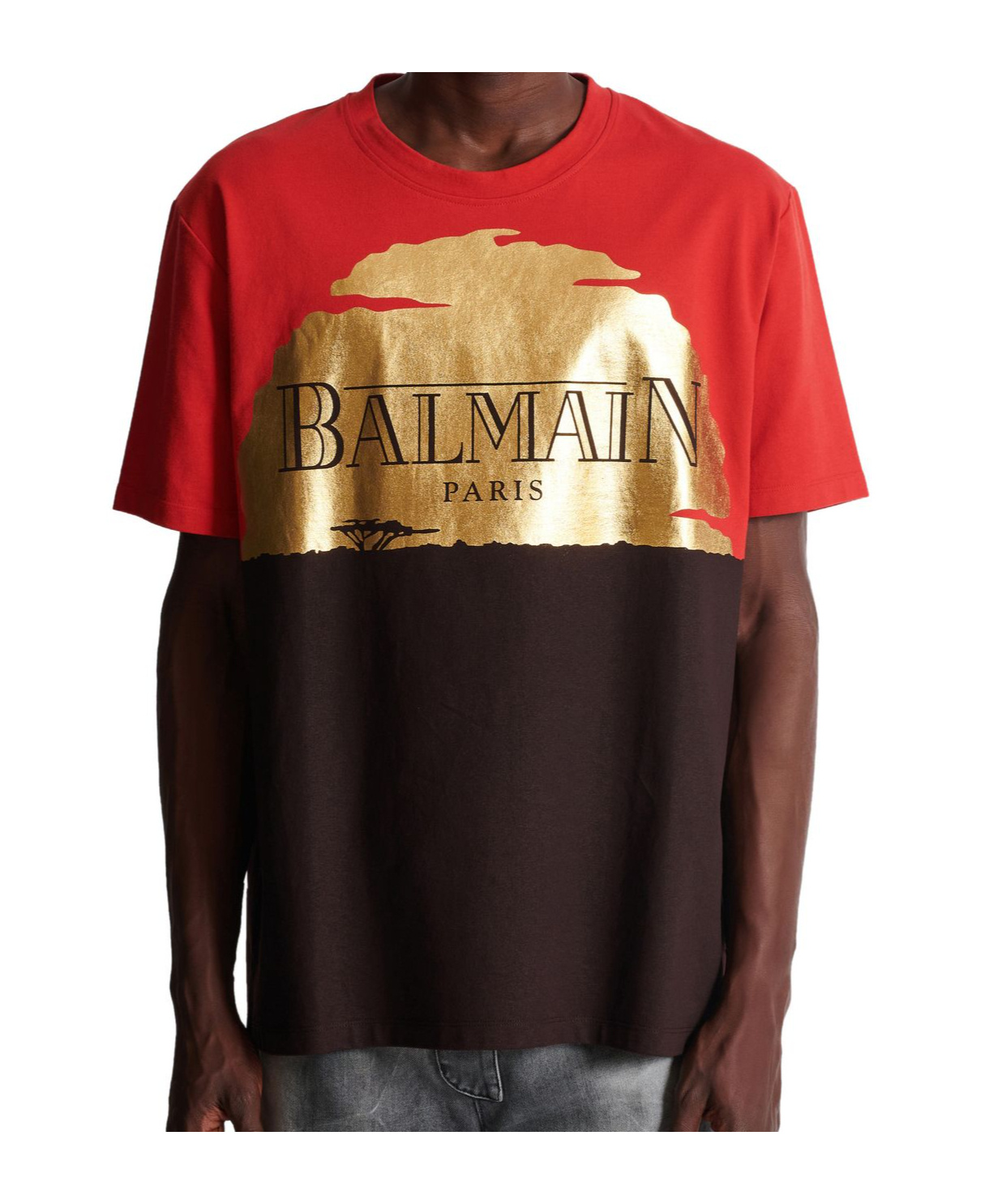 Shop Balmain Disney X Logo T-shirt In Red