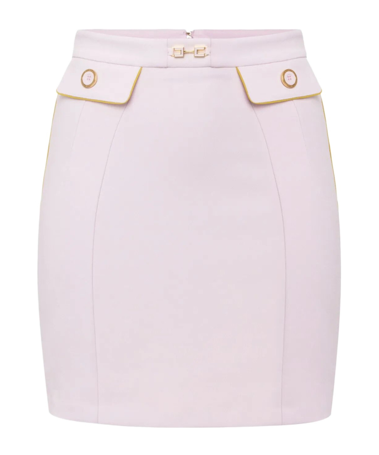 Elisabetta Franchi Crepe Skirt With Piping And Horsebit In Purple