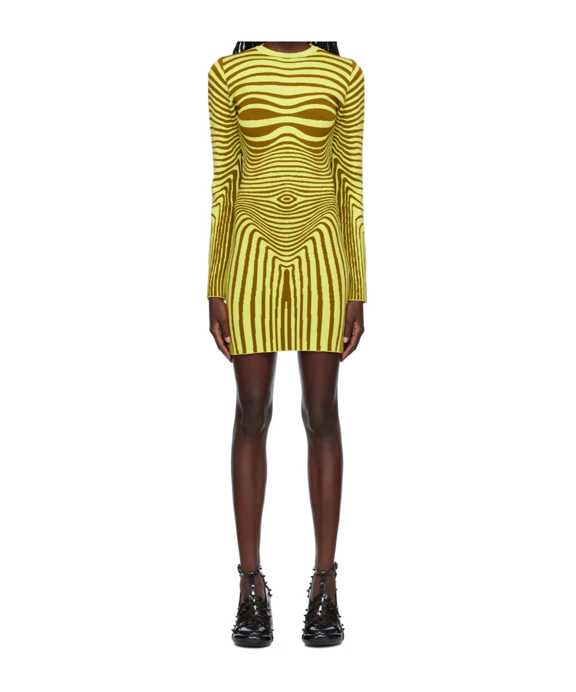 Jean Paul Gaultier The Body Morphing Knitted Minidress In Green
