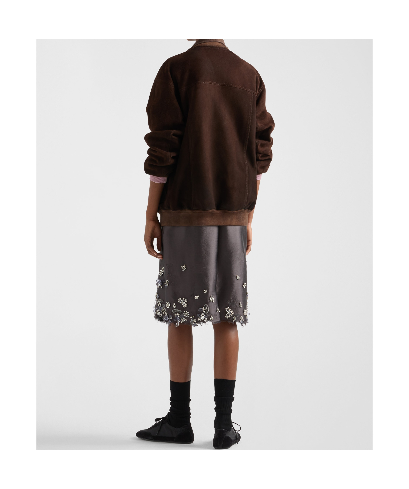 Prada Long-sleeved Casual Jacket In Brown