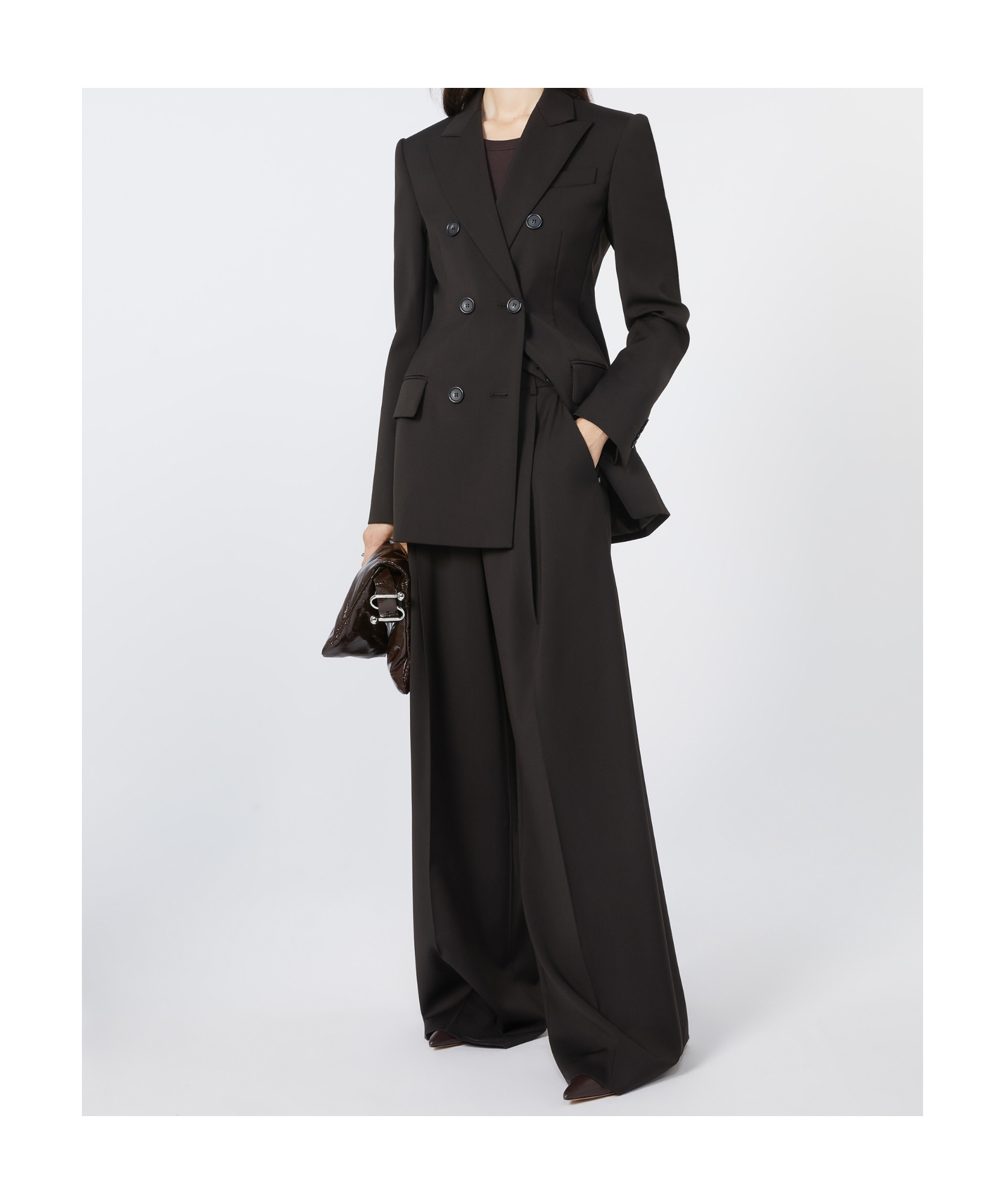 Sportmax Structured Double-breasted Blazer With Flap Pockets