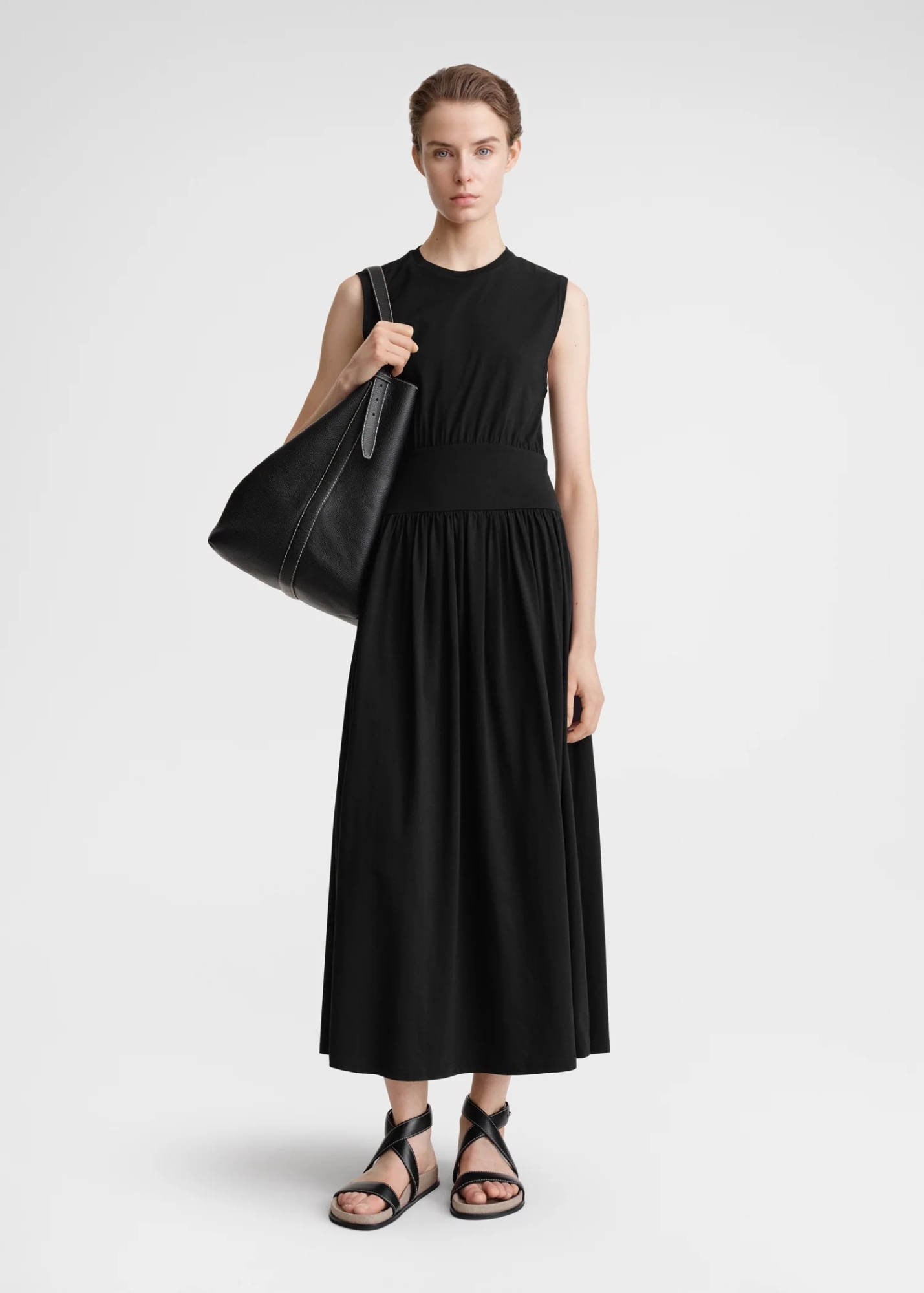 Totême Toteme Women Black Organic Jersey Sleeveless Tee Dress In Black