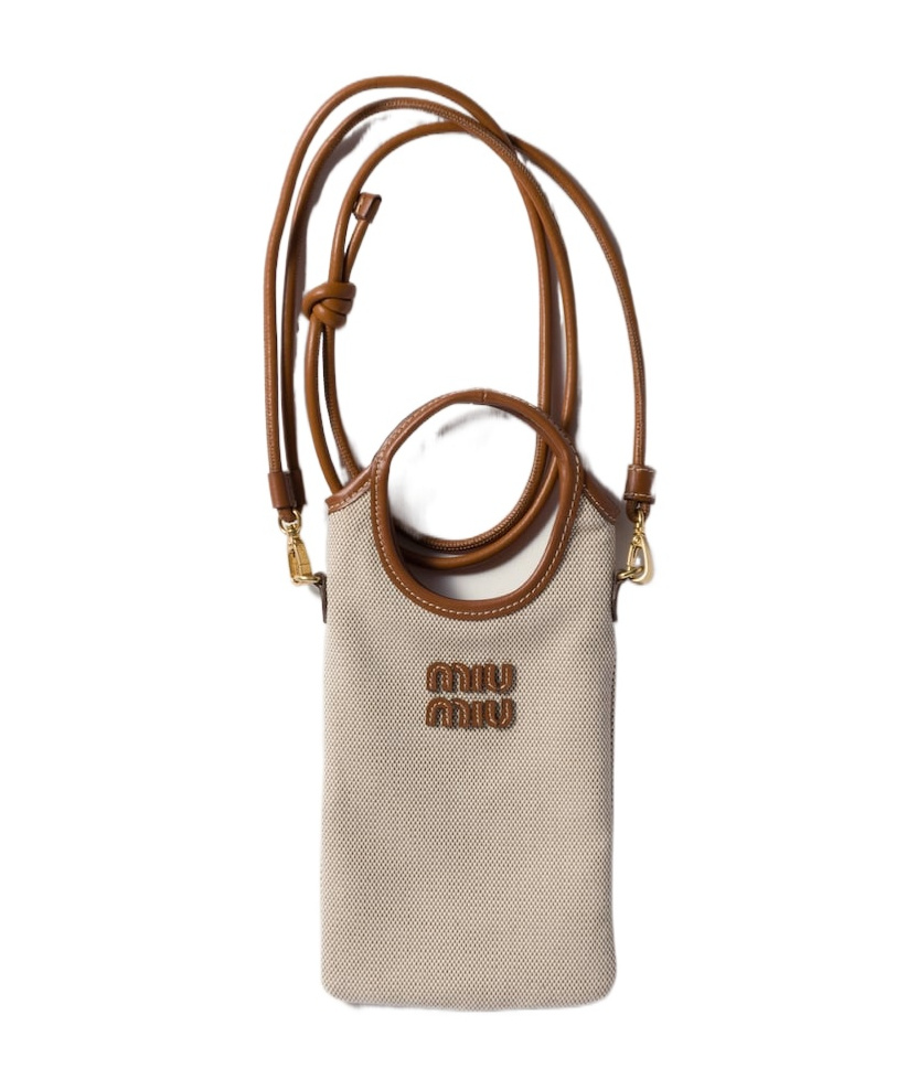 Miu Miu Logo-detail Smartphone Case In Brown