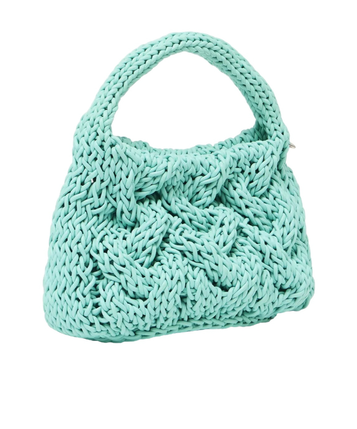 Jw Anderson Small Cable Knit Bag - Leather Drawcord Top Handle Bag In Green