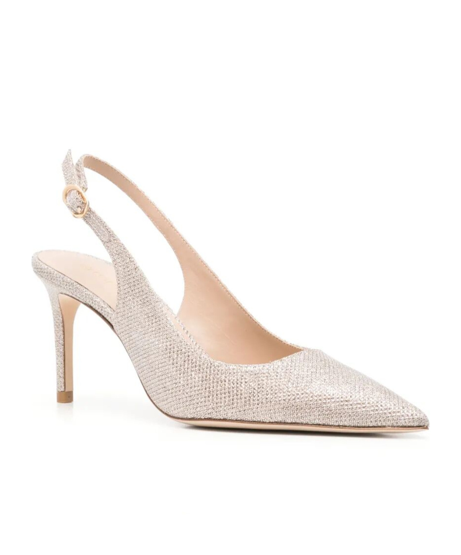 Stuart Weitzman 80mm Lurex-detail Slingback Pumps In Nude