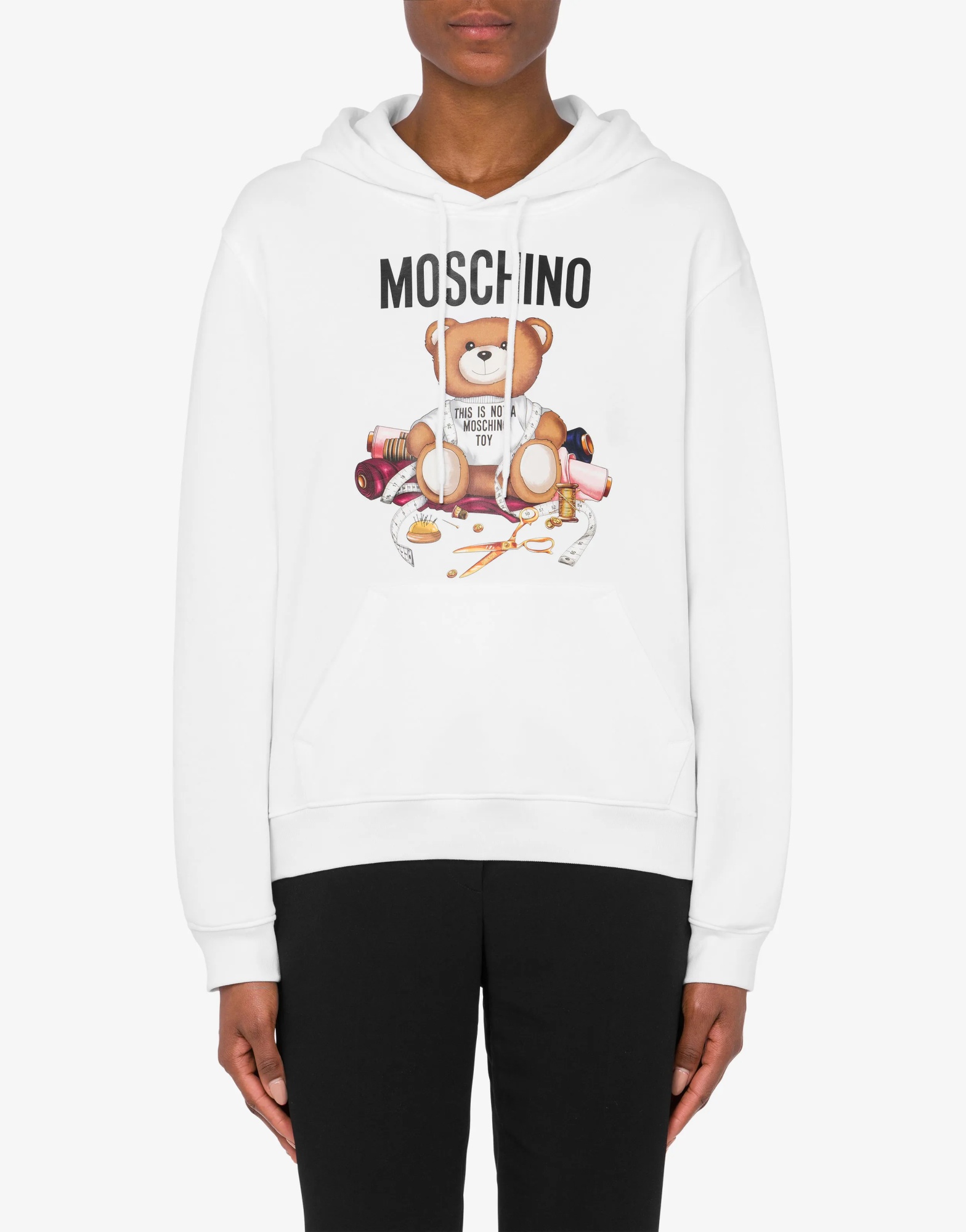 Moschino Tailor Teddy Bear Hooded Hoodie In White