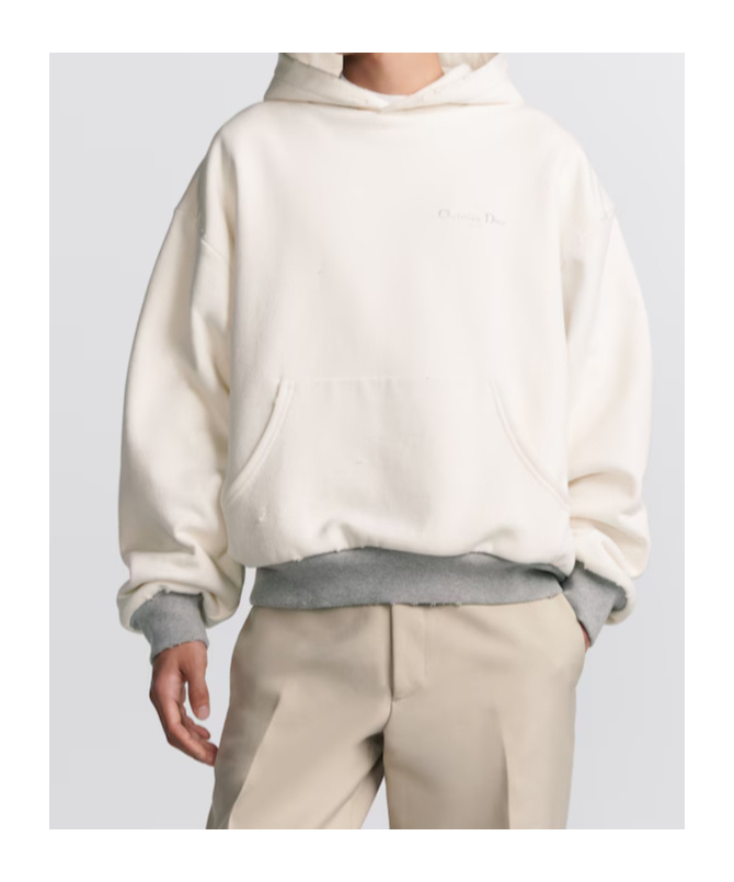 Dior Christian  Couture Hooded Lined Sweatshirt In White