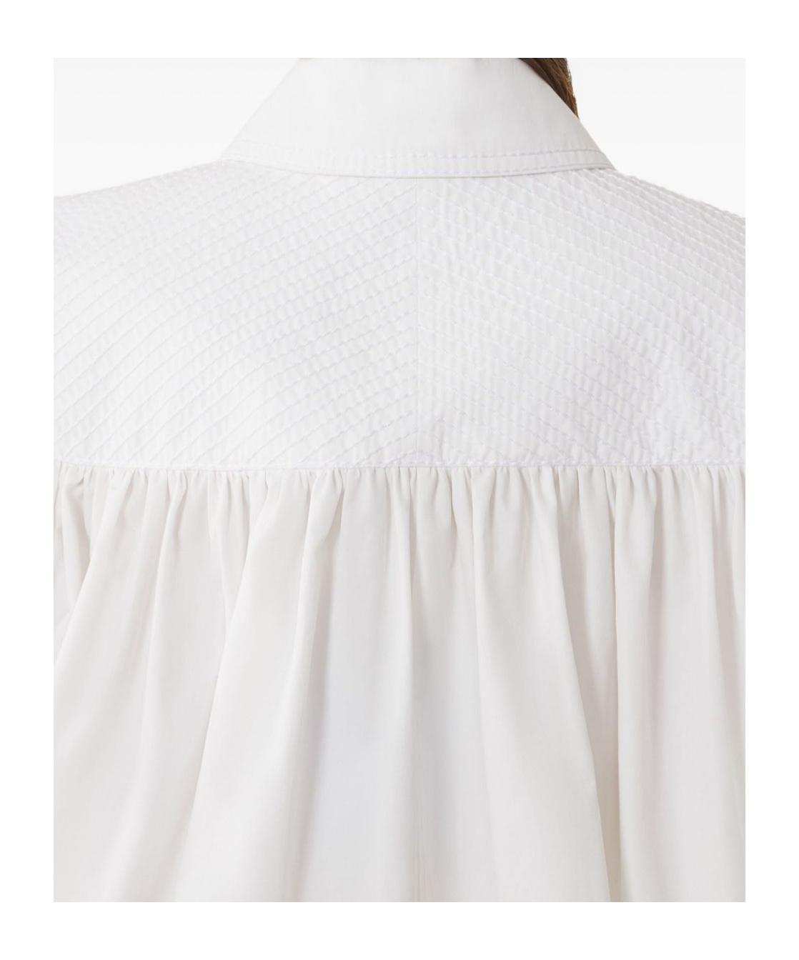 Lanvin Puff Sleeve Collared Top With High-low Hem In White