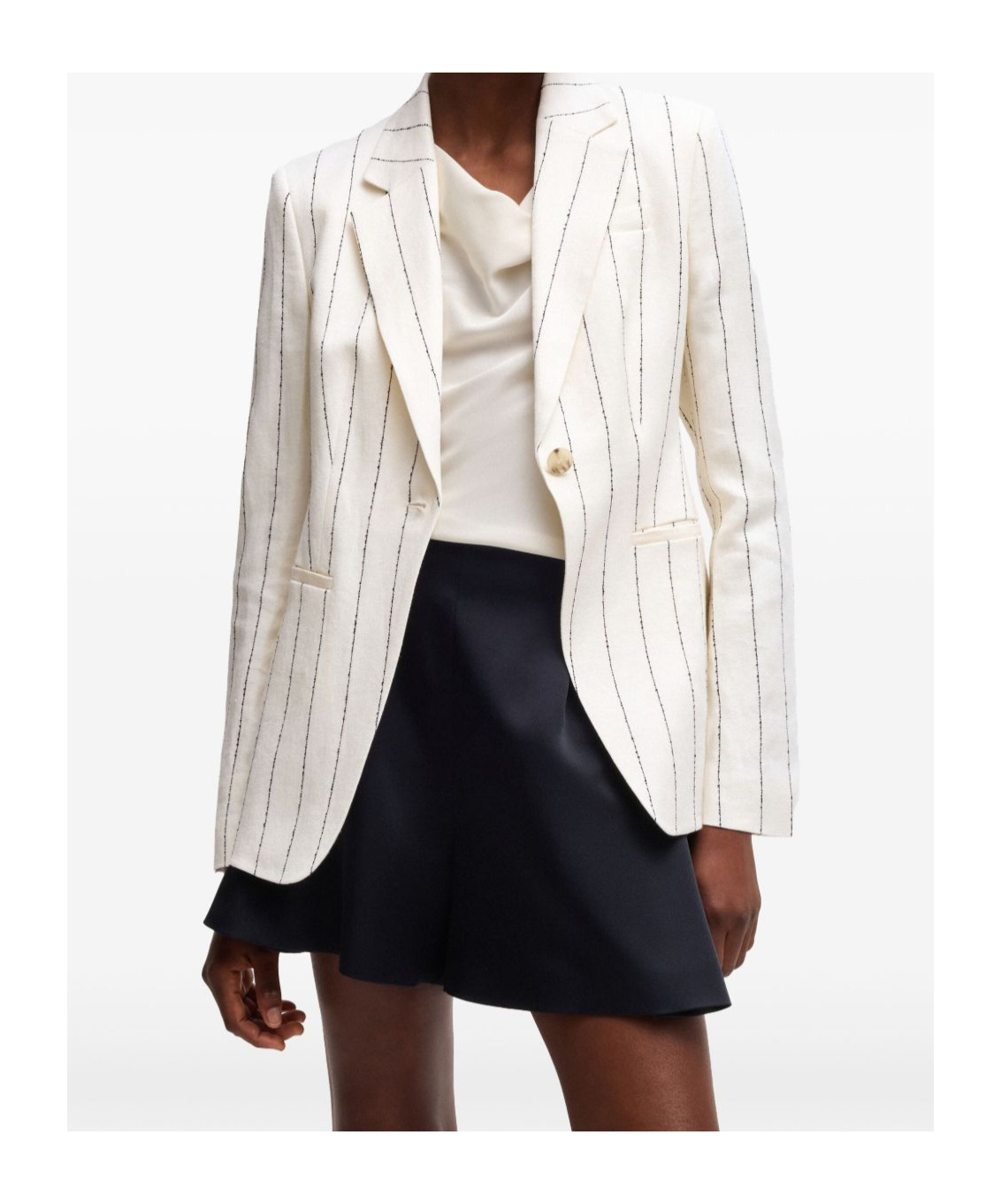 Shop Hugo Boss Striped Blazer In White