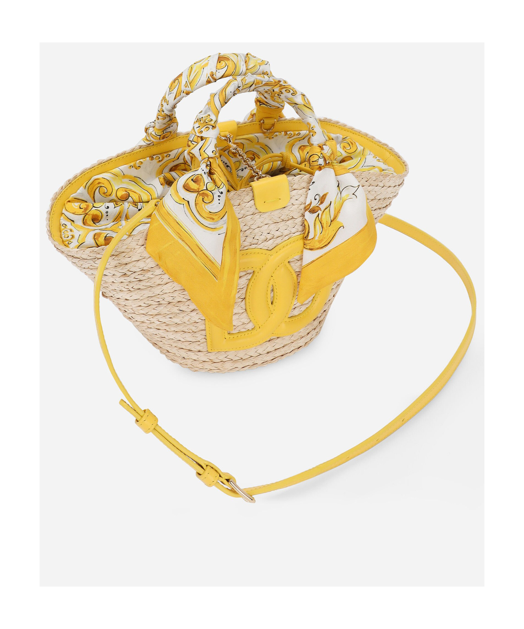 DOLCE & GABBANA SMALL KENDRA STRAW TOTE BAG