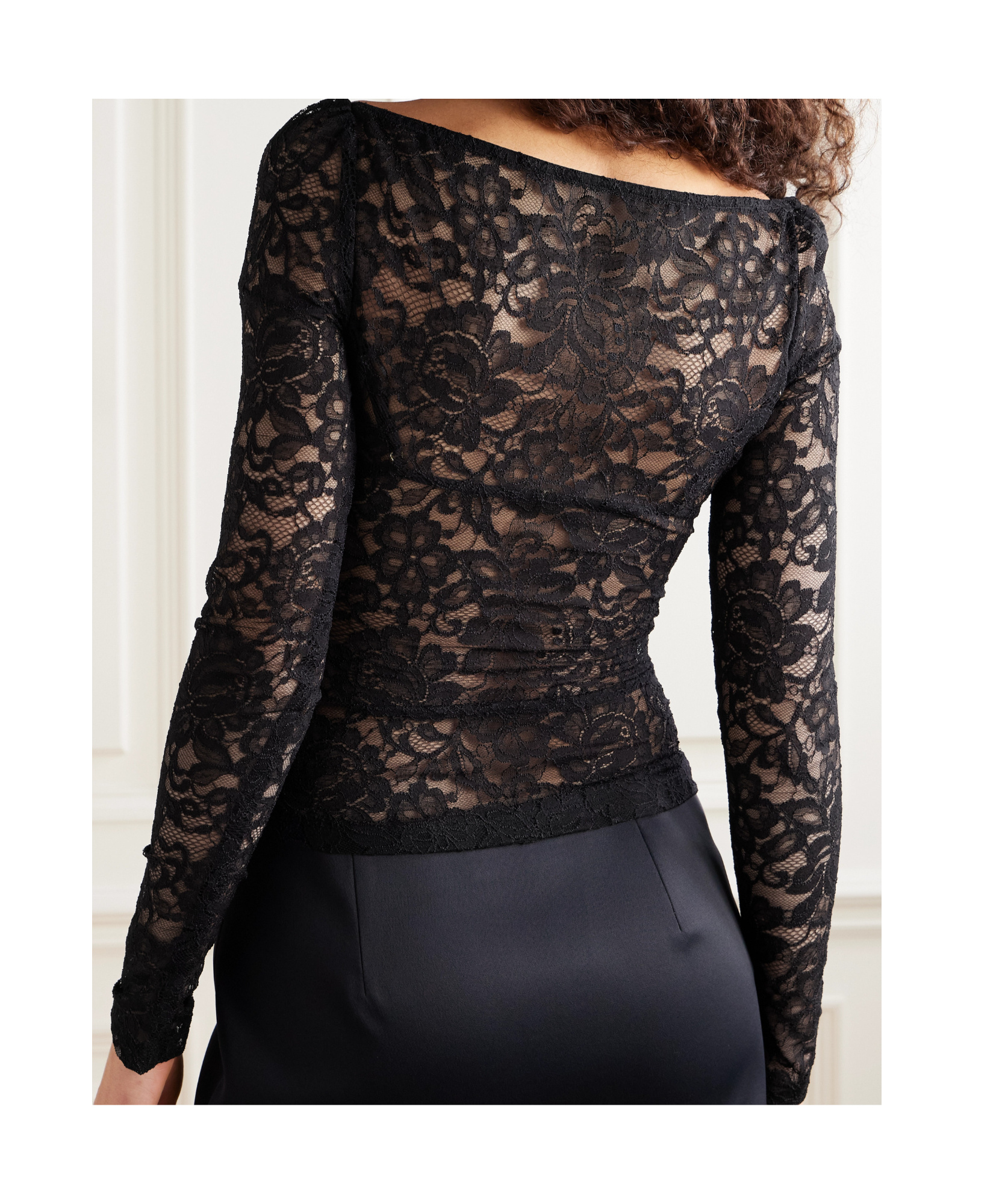 Dolce & Gabbana Floral-lace Sweetheart-neck Top In Black