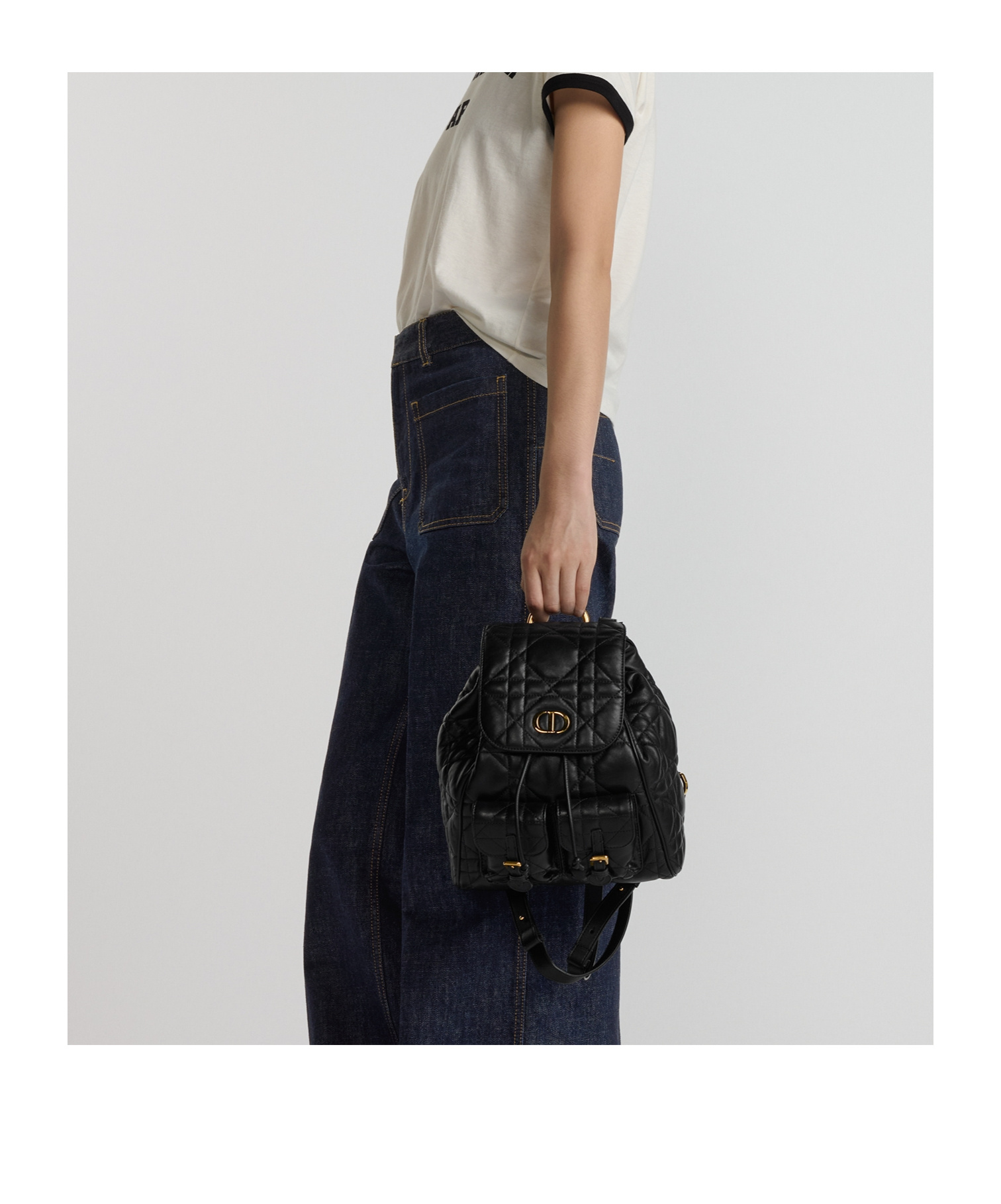 Dior Medium Caro Backpack In Black
