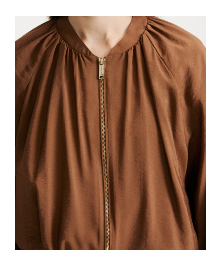 Marella Drawstring-hem Bomber Jacket In Brown