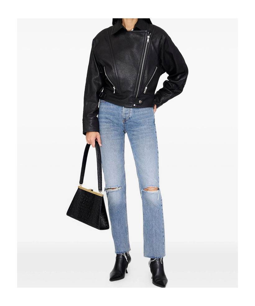 Anine Bing Julie Leather Jacket In Black