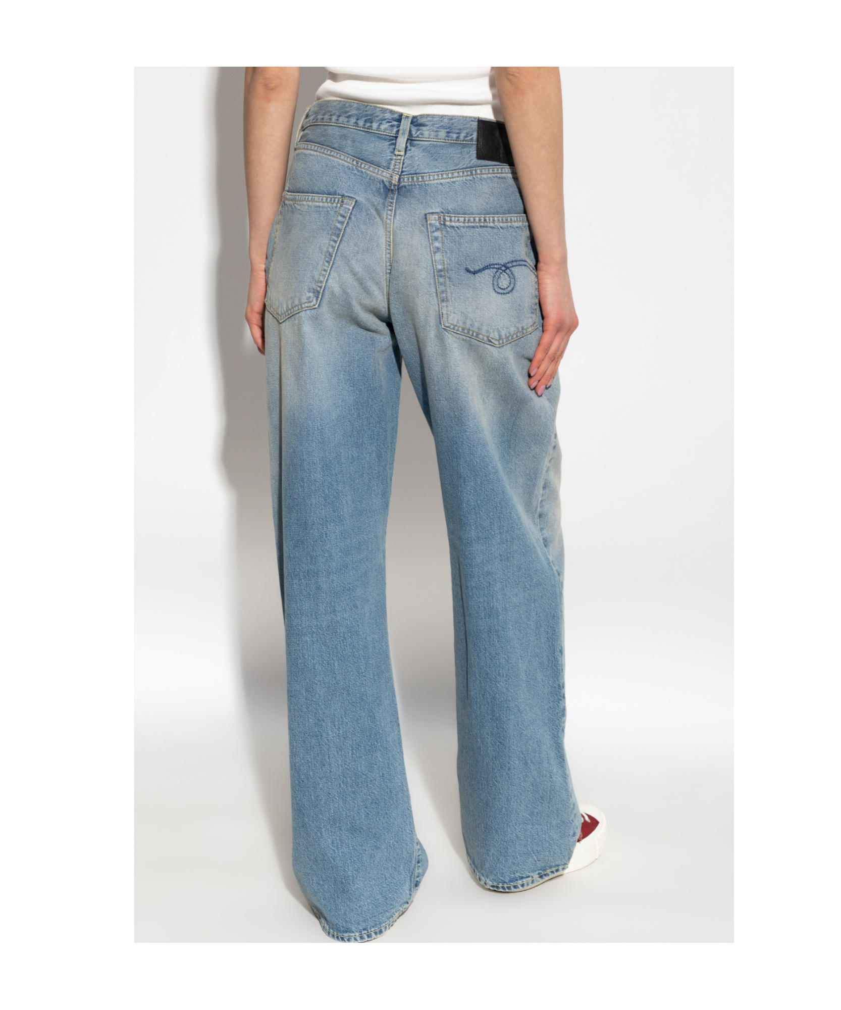 R13 Wide-leg Distressed Jeans In Gray