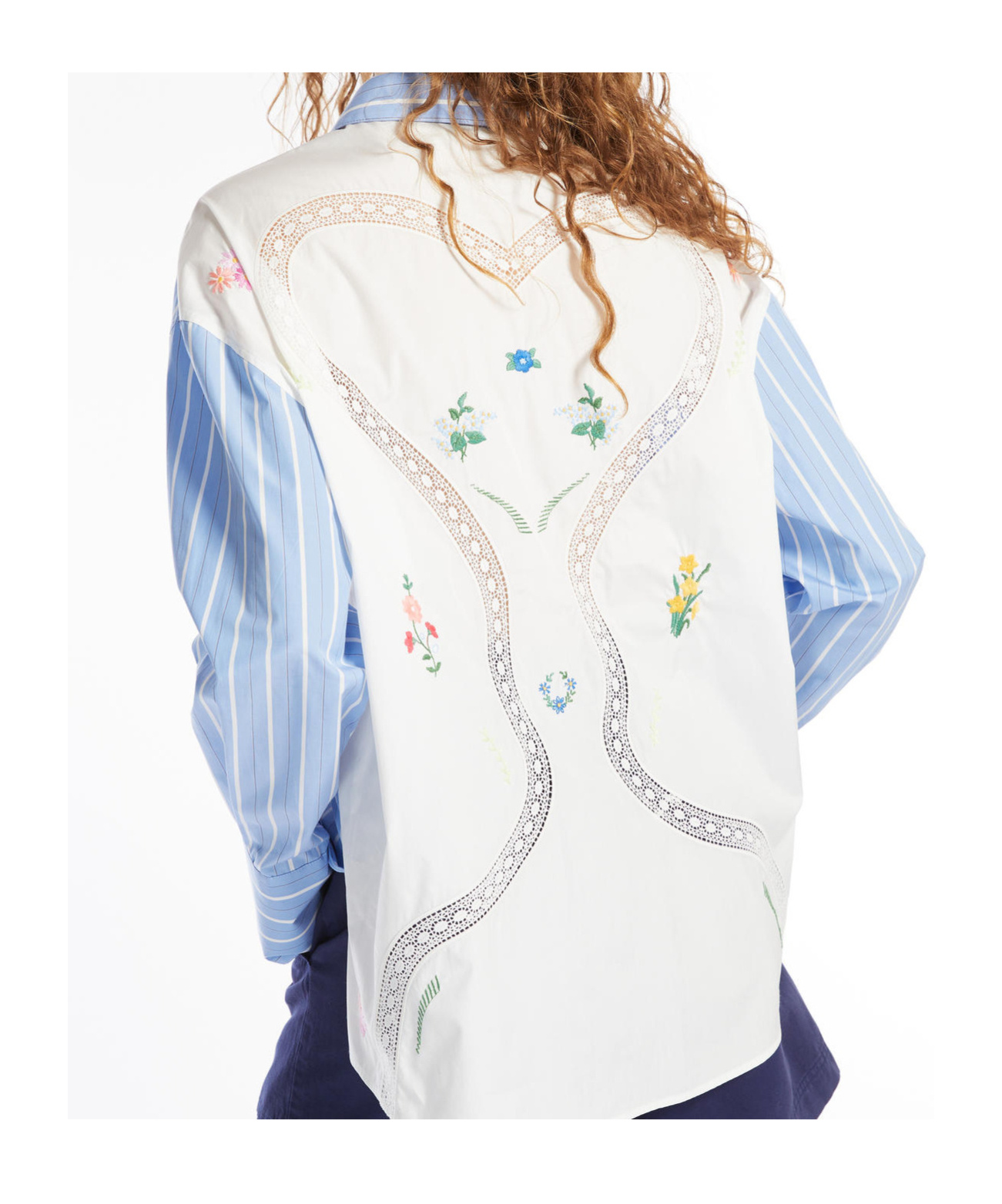 Weekend Max Mara Piadena Striped Poplin Shirt In Blue