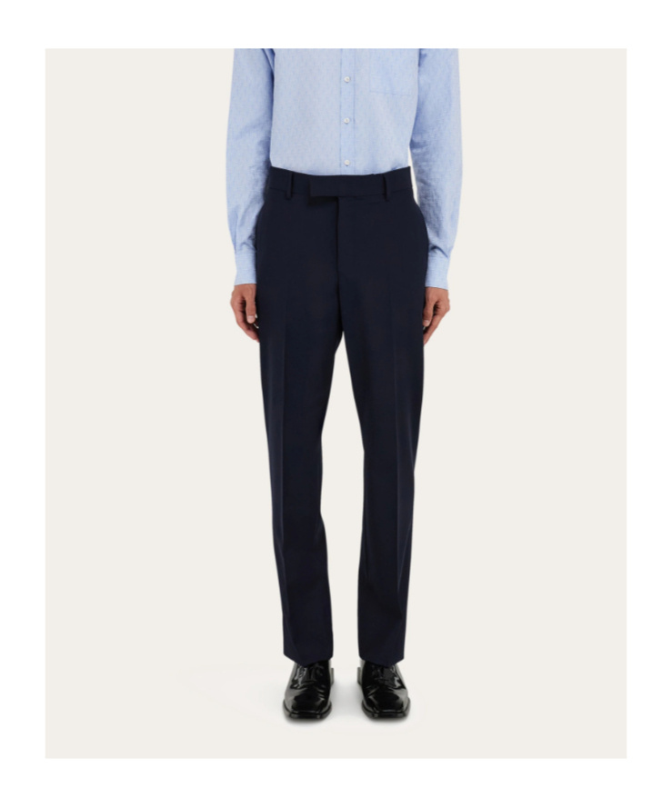 Ferragamo Flat Front Tailored Trouser In Blue