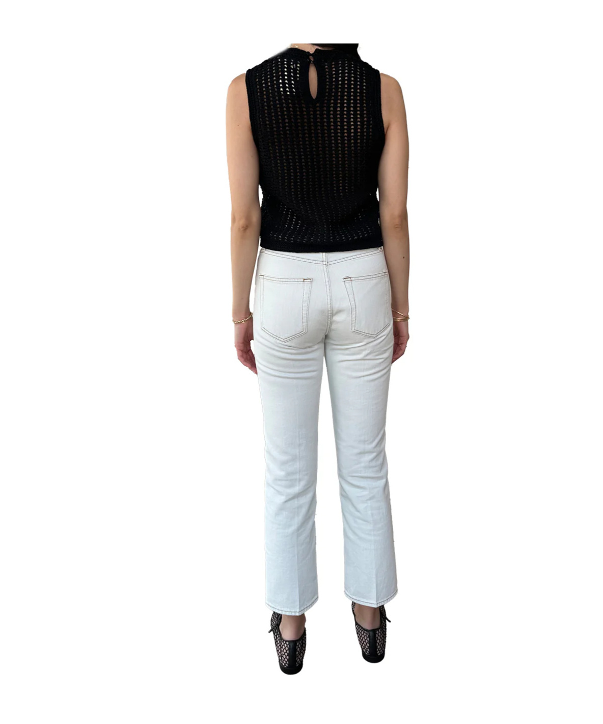 Frame Stiff Denim Jeans Belt Loops In White