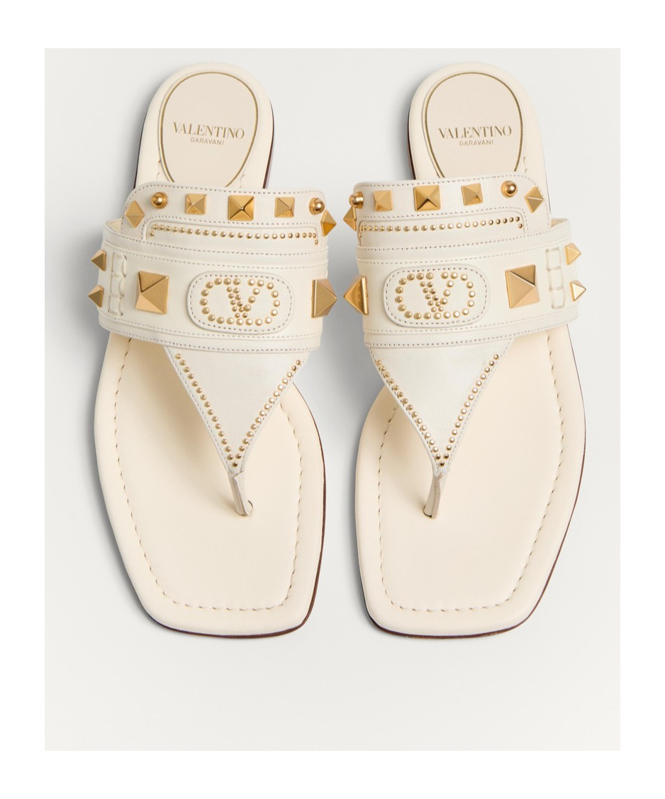Shop Valentino Plaster Caster Goatskin Thong Sandal In Nude