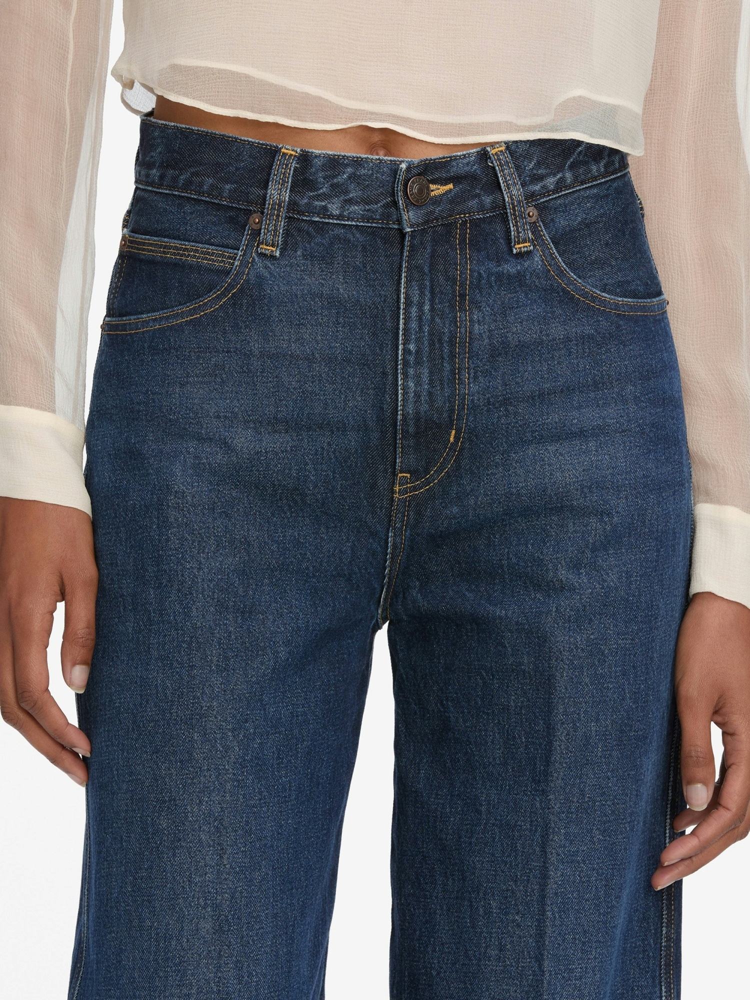 Frame The Cuffed Wide High-rise Wide-leg Jeans In Blue