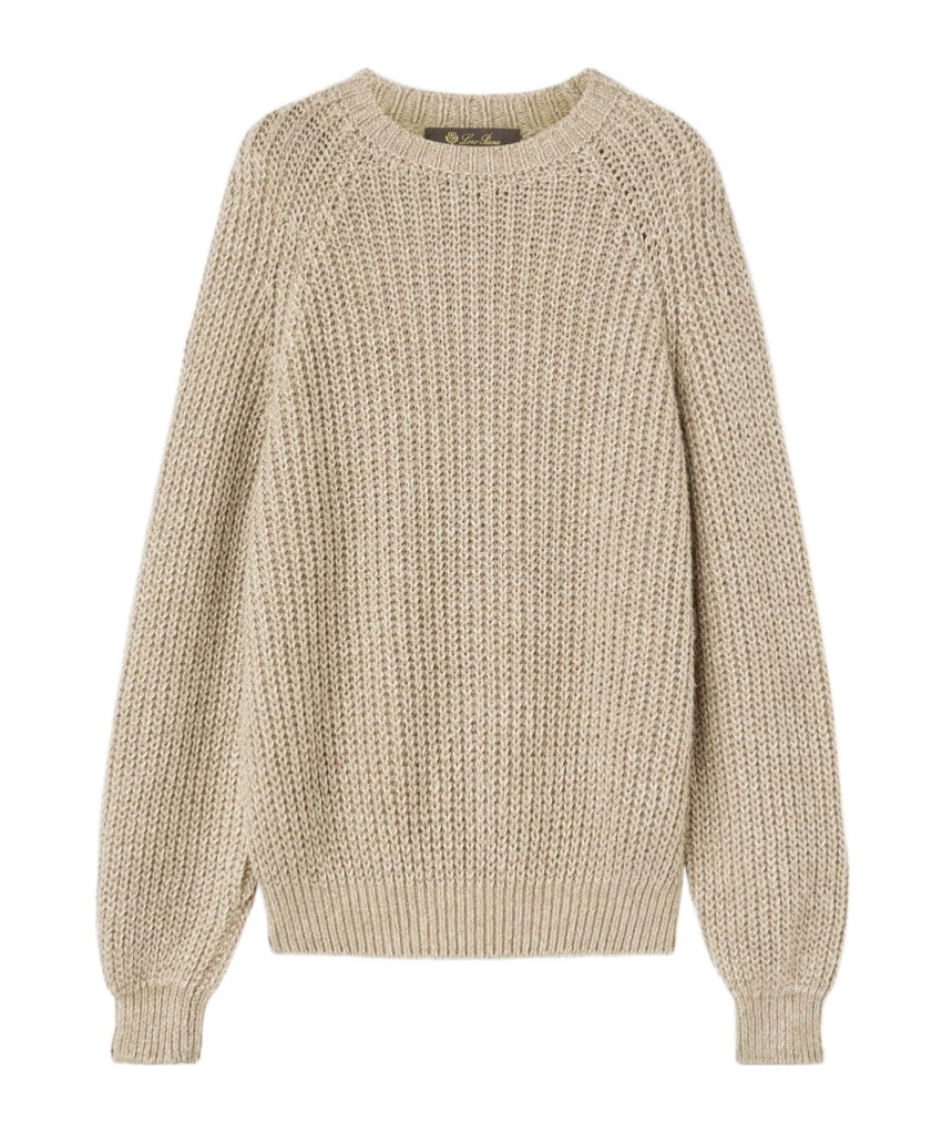 Loro Piana Round-neck And Long-sleeved Sweater In Brown