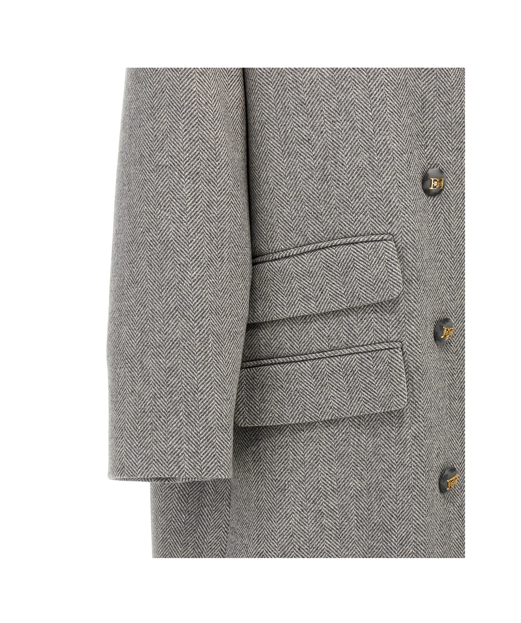 Elisabetta Franchi Long-sleeved Coat In Gray