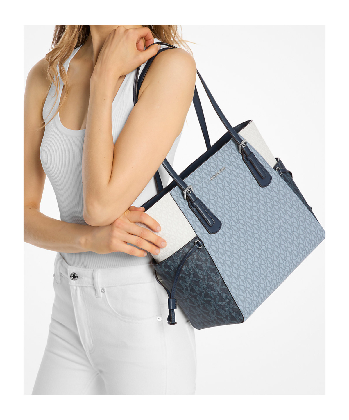 Michael Kors Voyager Large Color-block Signature Logo Tote Bag