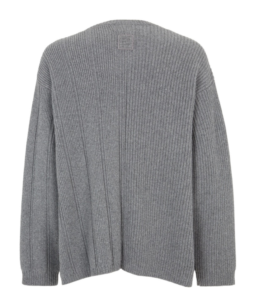Fendi Long Sleeves Cashmere Blend Cardigan In Grey