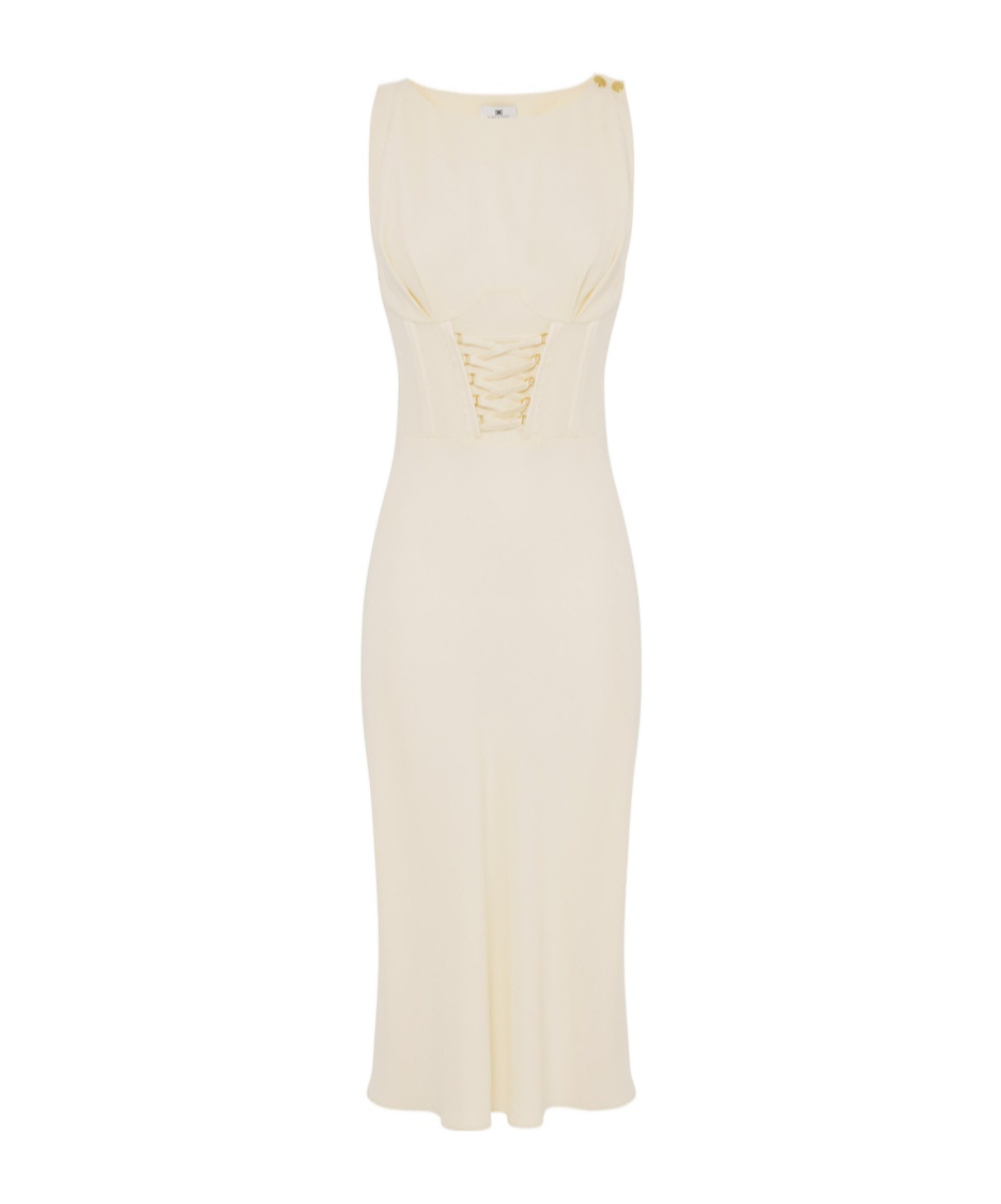 Shop Elisabetta Franchi Corset-detailing Dress In White