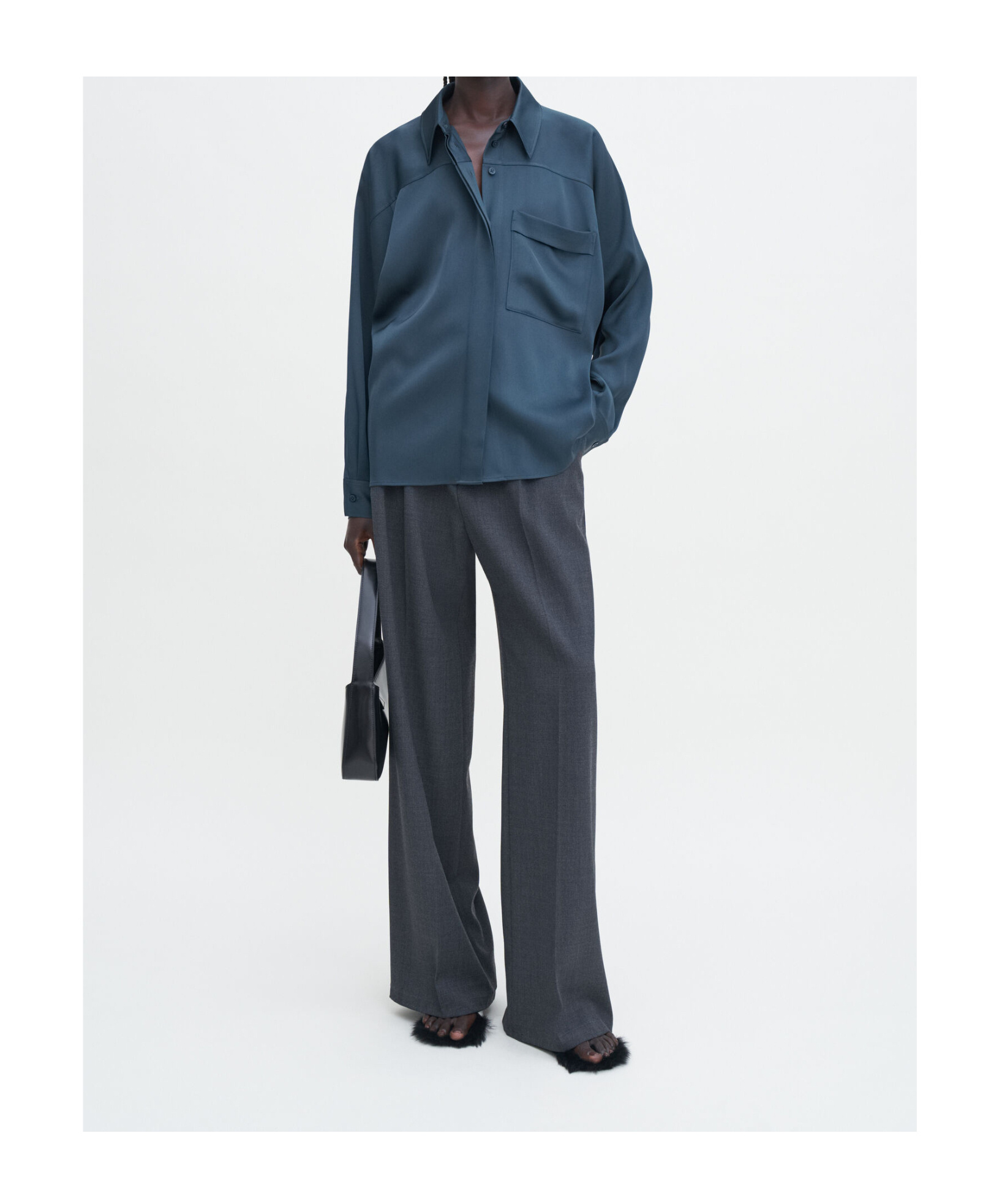 Filippa K Shiny Pocket Blouse In Blue
