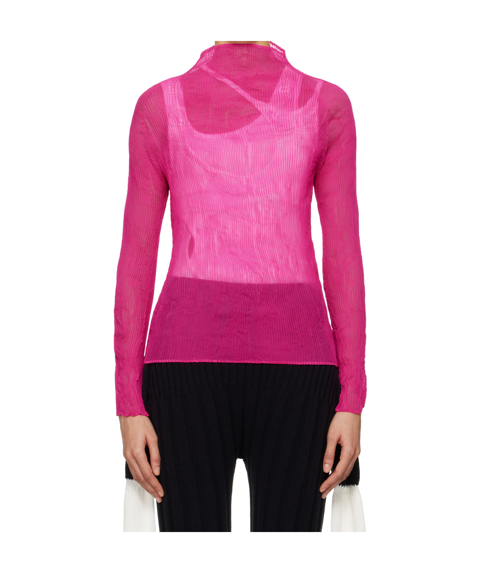 Issey Miyake Pink Chiffon Twist 3 Turtleneck In Pink