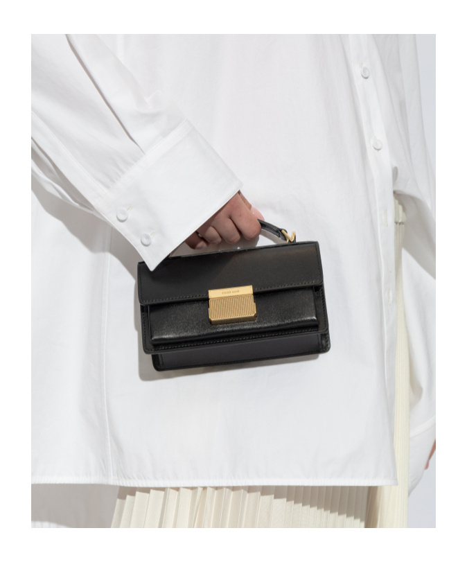 Golden Goose 'venezia' Black Hangbag With Adjustable And Removable Shoulder Strap And Clasp Closure In Black