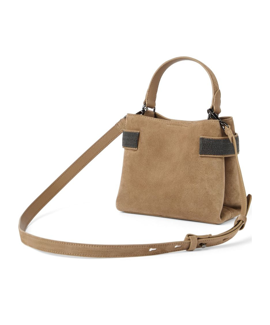 BRUNELLO CUCINELLI SEQUIN-EMBELLISHED LEATHER TOTE BAG