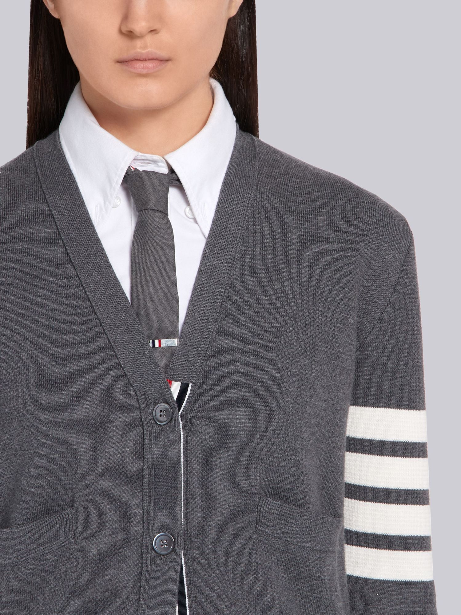 Thom Browne Women Cardigan Con Scollo A V In Gray