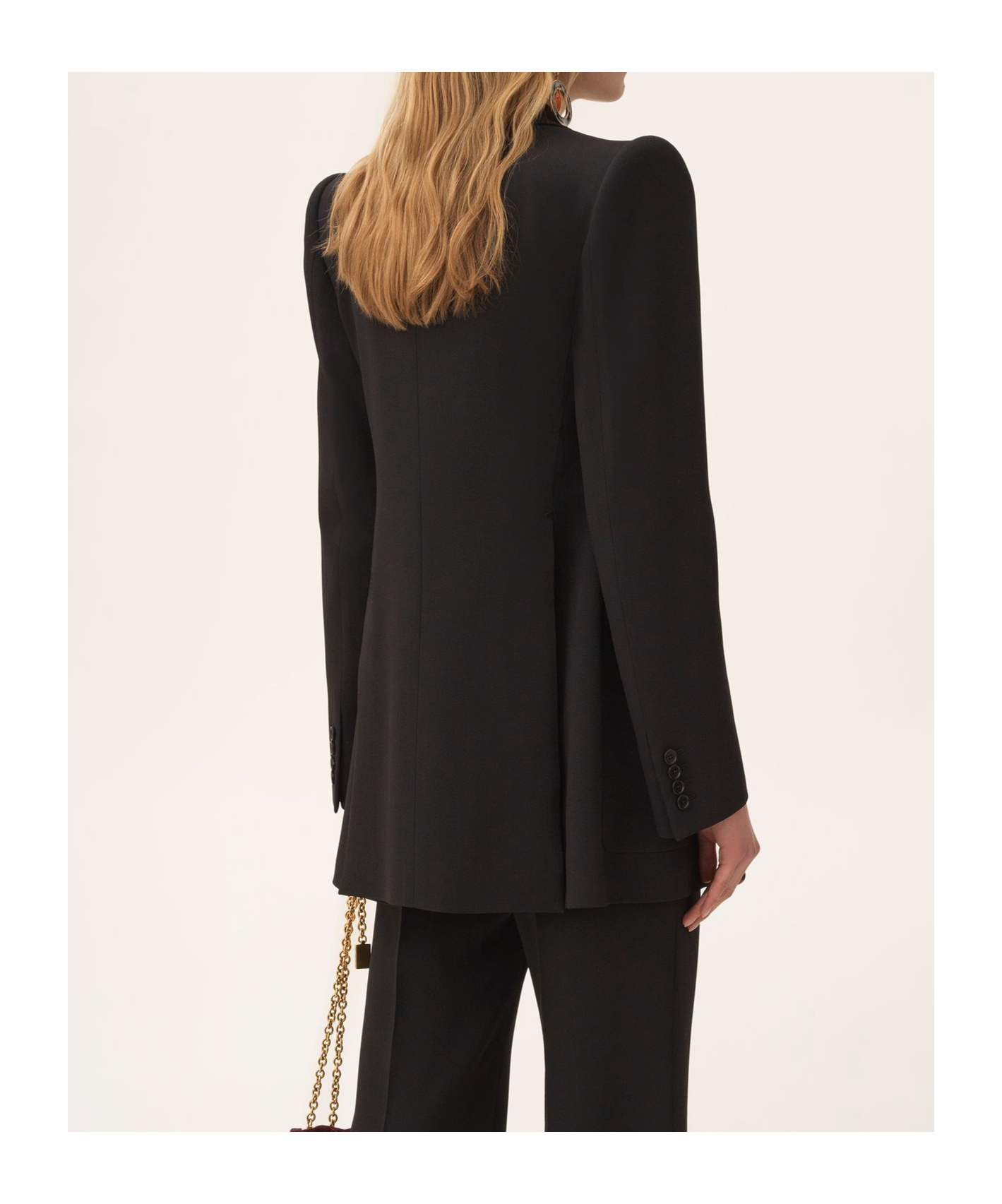 Chloé Veste Blazer Croisée En Crêpe Femme Noir Taille 42 50% Acétate, 47% Viscose, 3% Élasthanne, Horn Bub In Black